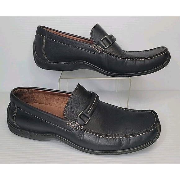 Black Leather Men\'s Slip-On Loafers with Metal Bit main image 5